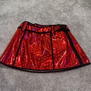 Dolls Kill size M red heart shiny skirt rave